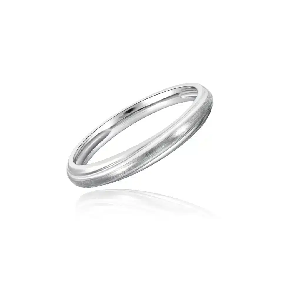 STARLIT SHORE sleek and stylish dual-textured ring WHITE GOLD WEDDING BAND