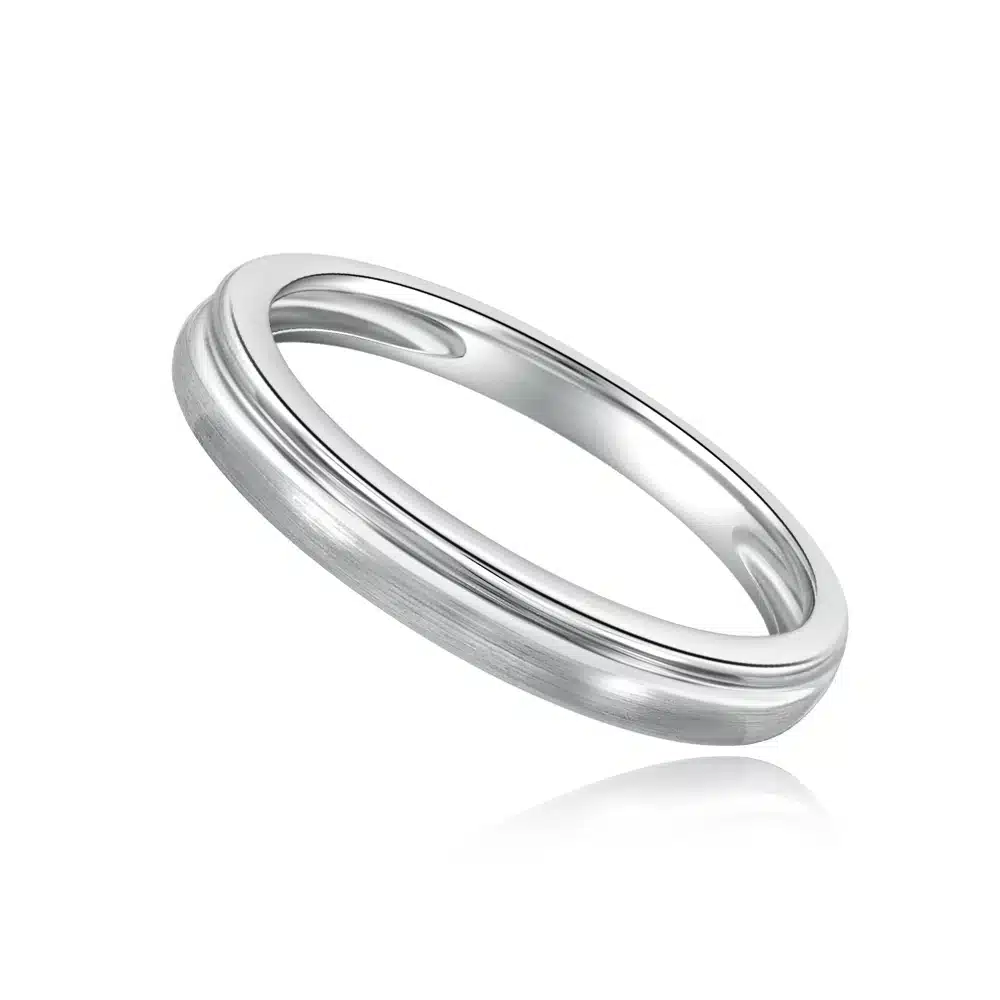 MOONBEAM sleek and stylish dual-textured ring WHITE GOLD WEDDING BAND