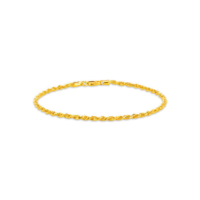 SK BRACELET FOR WOMEN HOLLOW ROPE classic bracelet for the modern women made with rope chain in 916 gold