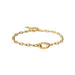 SK BRACELET FOR WOMEN BOLTED HEART as the centerpiece with link type of chain in 916 gold