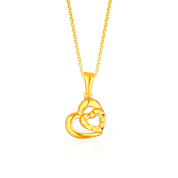 SK 916 SIMPLE HEARTS GOLD PENDANT & NECKLACE FOR WOMEN