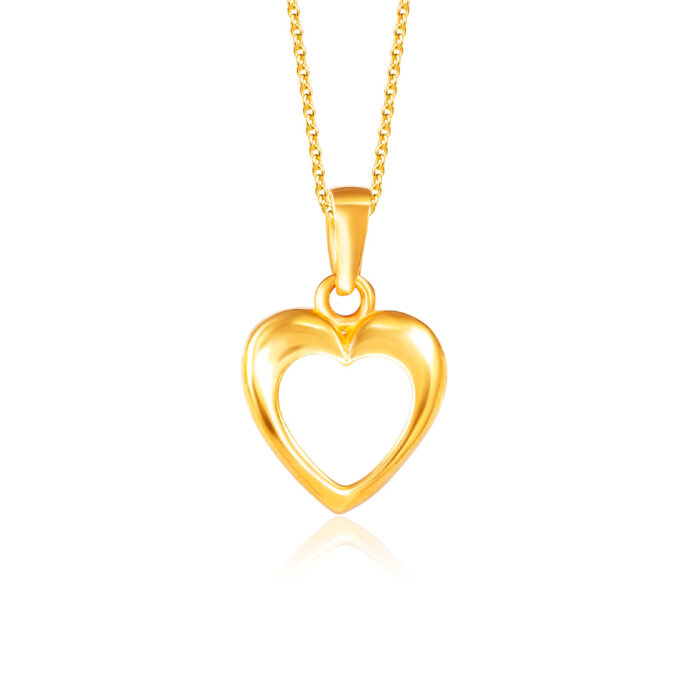 SK 916 PURE LOVE HEART GOLD PENDANT & NECKLACE FOR WOMEN