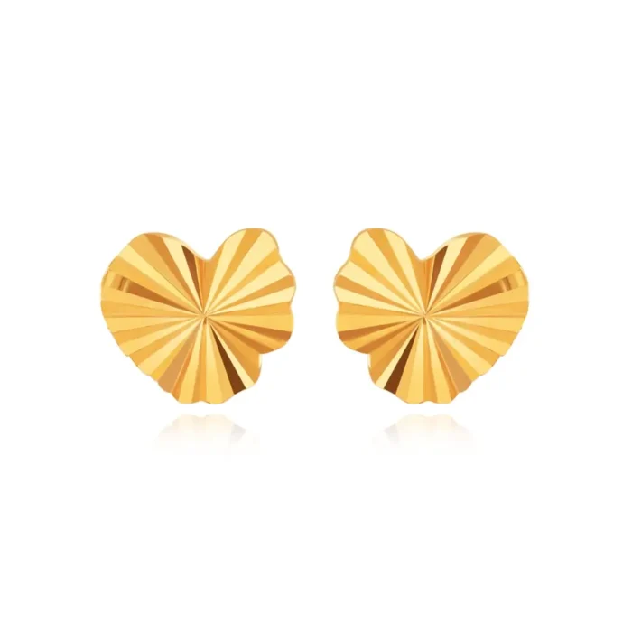 SK SUBANG EMAS 916 FRILLED HEART direka dengan emas 916 dalam emas kuning berbentuk hati