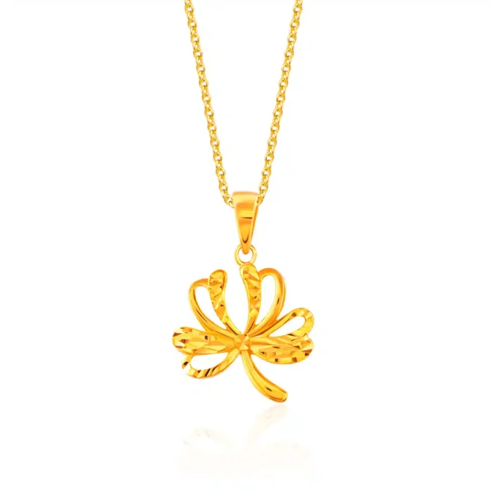 SK RANTAI LEHER EMAS 916 LYCORIS rantai yang anggun dengan loket berbentuk bunga lily labah labah dalam emas 916