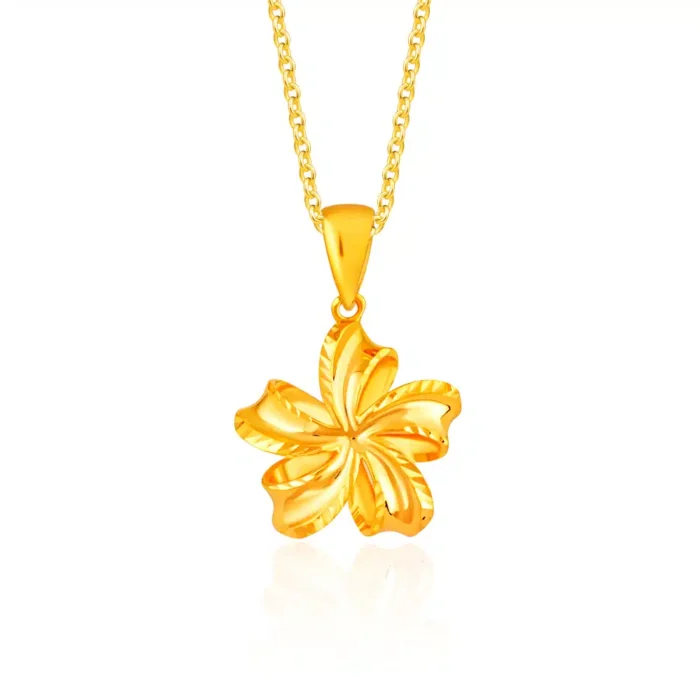 SK RANTAI LEHER EMAS 916 LOOPING BLOSSOM rantai emas yang direka dengan bentuk bunga yang kelopaknya bergelung dibuat daripada emas 916