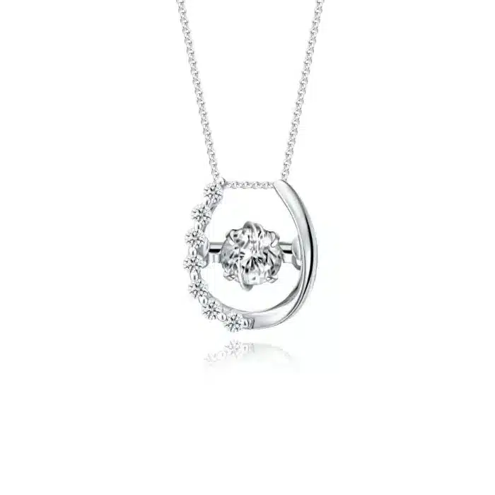 SK DIAMOND PENDANT ONLY U DANCING a horseshoe pendant with a cluster of lab grown diamonds in 10k white gold NECKLACE FOR WOMEN