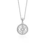 SK DIAMOND PENDANT CASSIA a circular pendant with roman numerals highlighted by lab grown diamonds in 10k white gold NECKLACE FOR WOMEN