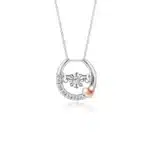 SK DIAMOND PENDANT LOVELY U DANCING a u shaped pendant with an oscillating lab grown diamond in 10k white gold NECKLACE FOR WOMEN