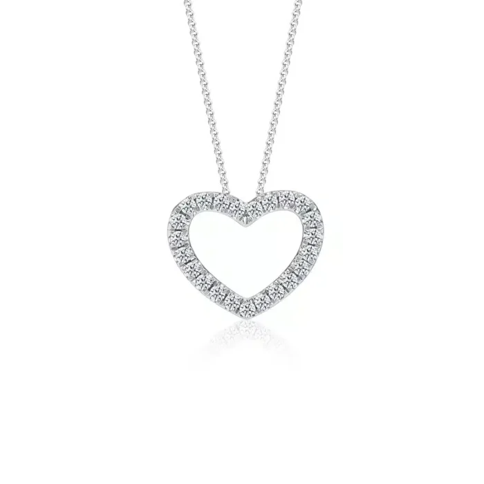 SK DIAMOND PENDANT STARLETT EVERLASTING LOVE heart shaped pendant with lab grown diamonds in 10k white gold NECKLACE FOR WOMEN