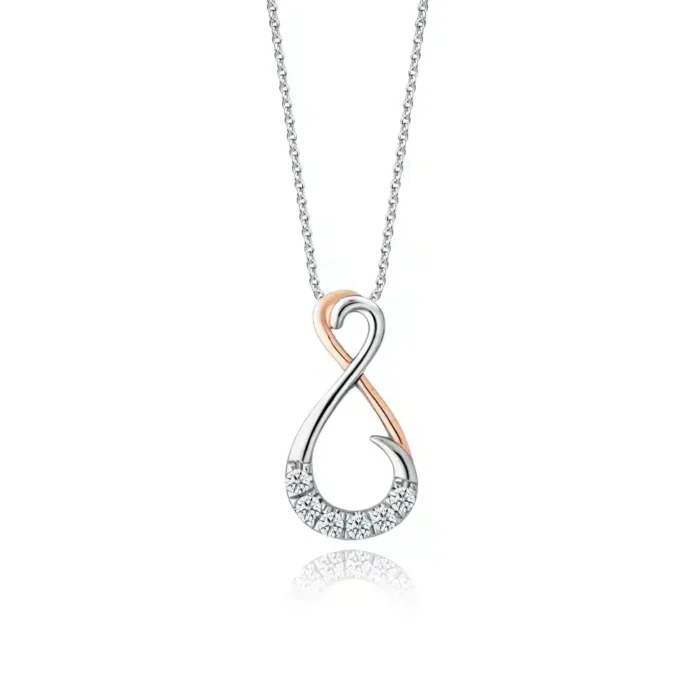 SK DIAMOND PENDANT STARLETT SYLVIA an elegant infinity symbol in 19k white gold featuring lab grown diamonds NECKLACE FOR WOMEN