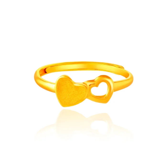 SK CINCIN EMAS 999 AMOUR GLITTER cincin emas dengan dua hati bersentuhan dalam emas tulen 999