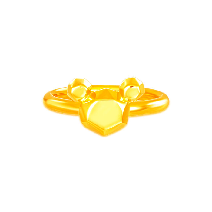 SK CINCIN EMAS 999 GEOMETRIC MICKEY cincin yang dibuat dalam emas tulen 999 dengan wajah mickey mouse bergeometri