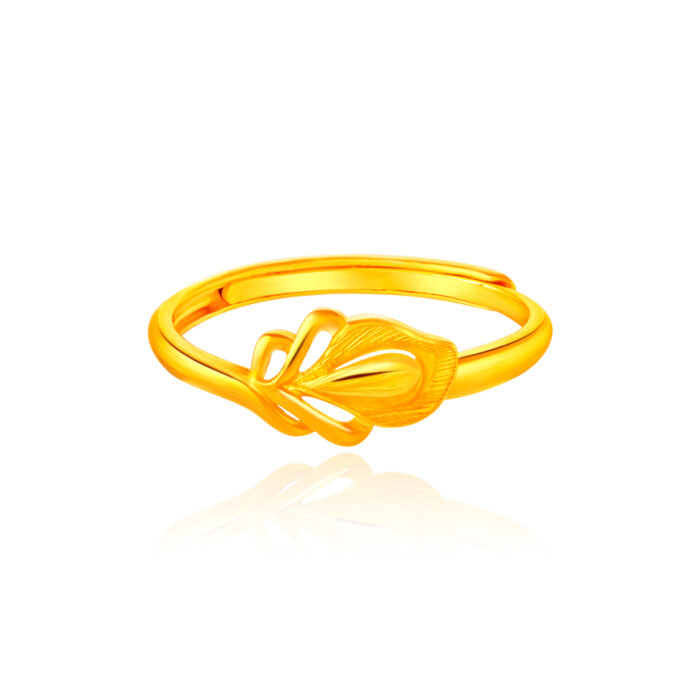 SK CINCIN EMAS TULEN 999 GOLD WING TIP cincin dengan reka bentuk bulu dibuat dengan emas tulen 999