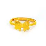 SK CINCIN EMAS TULEN 999 RIBBON-TIED cincin comel dibuat dengan emas tulen 999 dengan busur berbeza tekstur