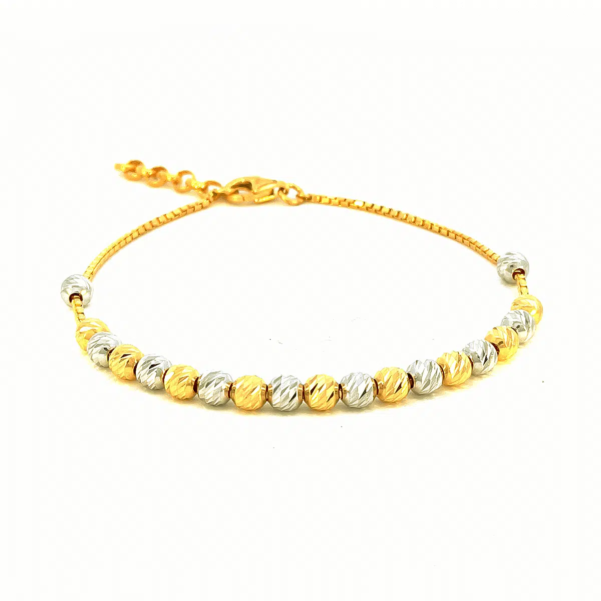 SK BRACELET FOR WOMEN TALIA threaded with duotone faceted-cut beads and is a minimalistic piece