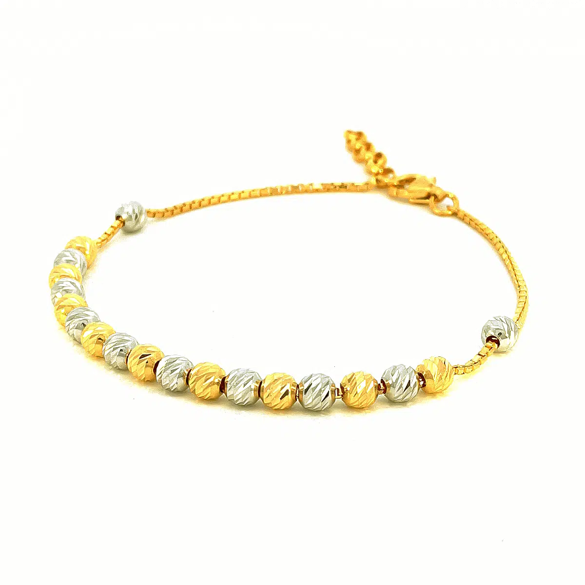 SK BRACELET FOR WOMEN TALIA threaded with duotone faceted-cut beads and is a minimalistic piece on a different angle