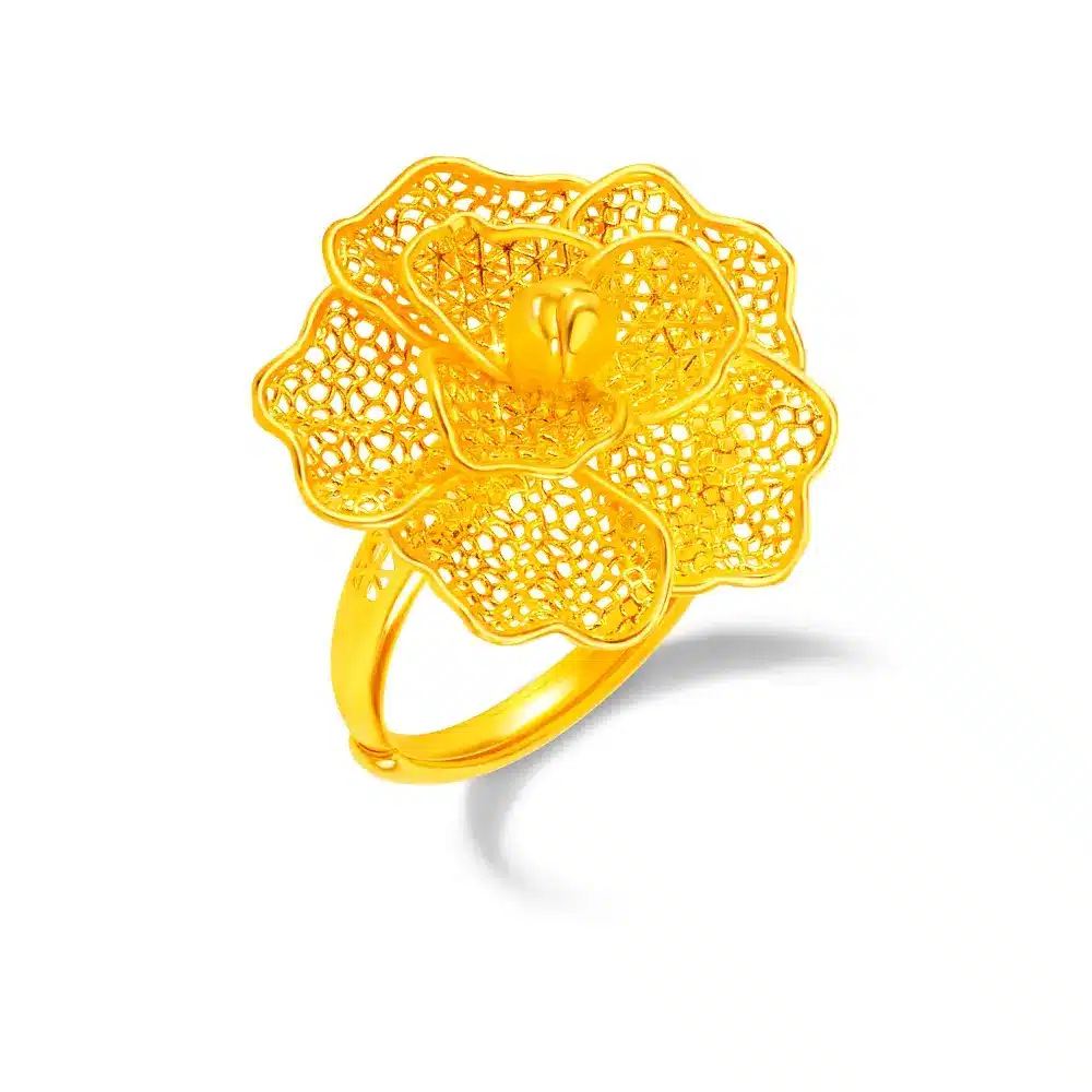 Rose Bloom Cherish 999 Pure Gold Ring | SK Jewellery